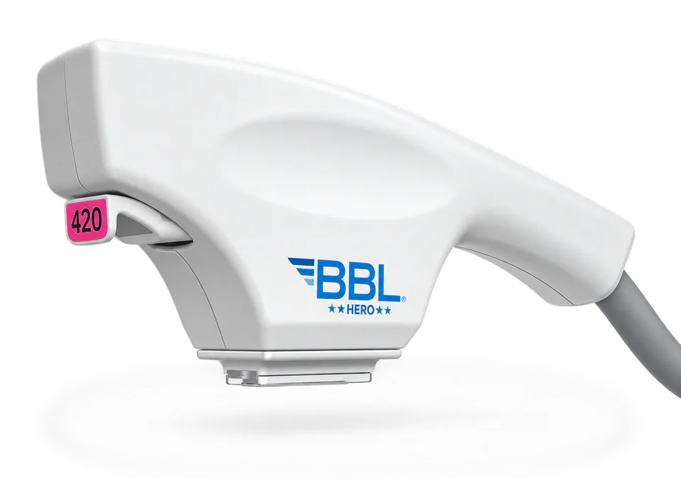 The BBL HERO handpiece used for SkinTyte treatments, fitted with a 420 filter