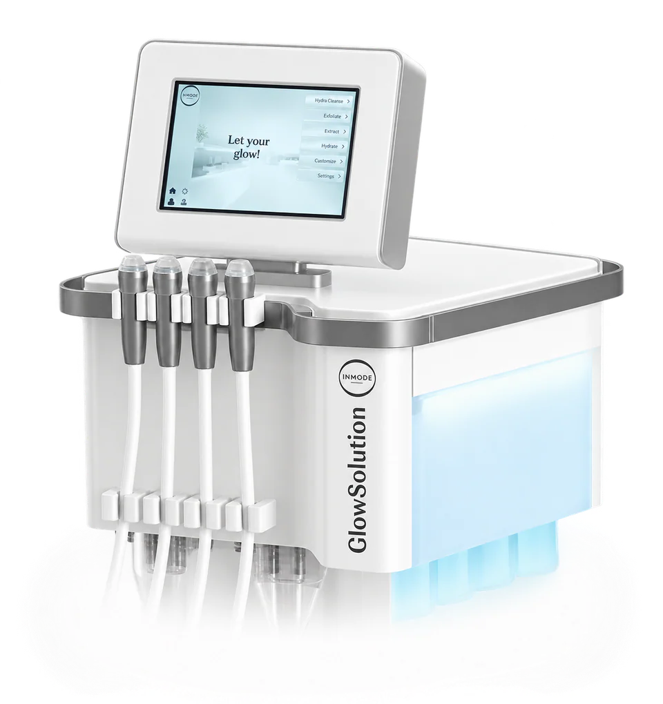 The Iontocomed Intense Ultra system, with touchscreen console and four handpieces