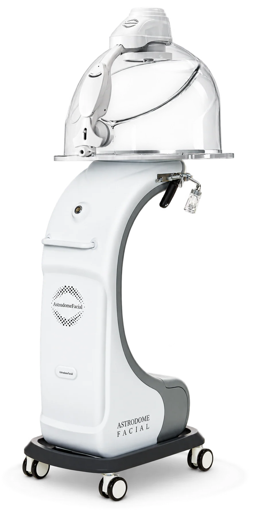 The Oxygenceuticals Astrodome Facial device, with its clear treatment dome and mobile column
