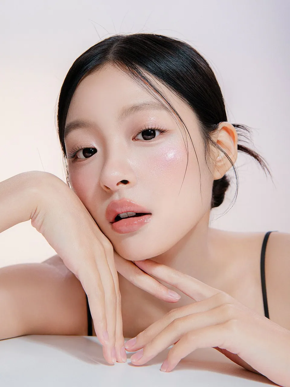 Radiofrequency treatment being applied along the jawline