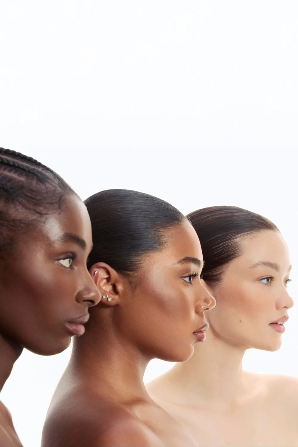 Three profiles, three skin tones